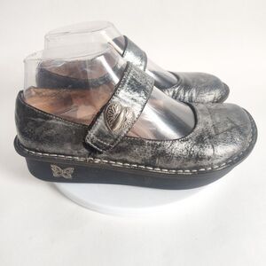 Alegria Leather Paloma Pewter Nappa Mary Jane Platform Clogs 34 4 - 4.5 PAL-621